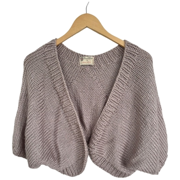 Knit Shrug Taupe Hand Made Silky Soft Snap Close Super Stretchy One Size - Picture 7 of 12